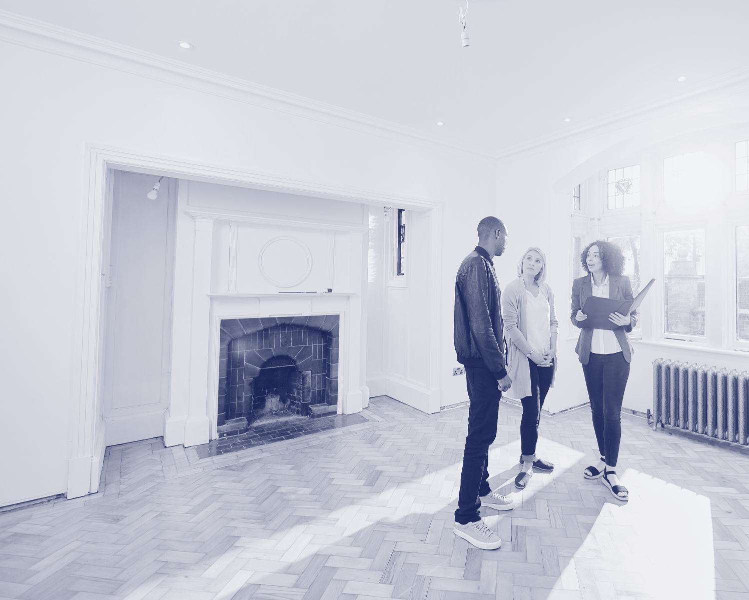 Prospective renters touring a property